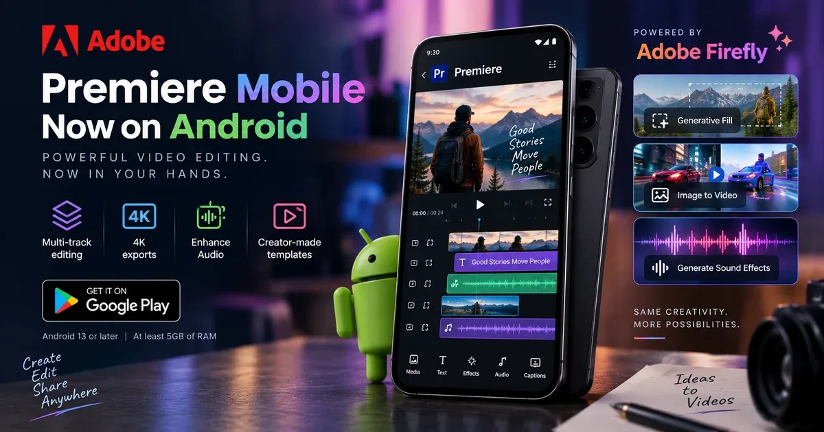 Adobe Premiere Mobile Comes to Android With 4K Editing & Firefly AI