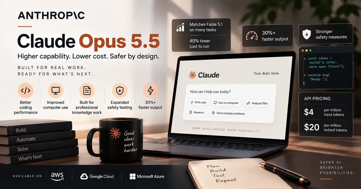 Anthropic Launches Claude Opus 5.5 With Lower Costs & Safety
