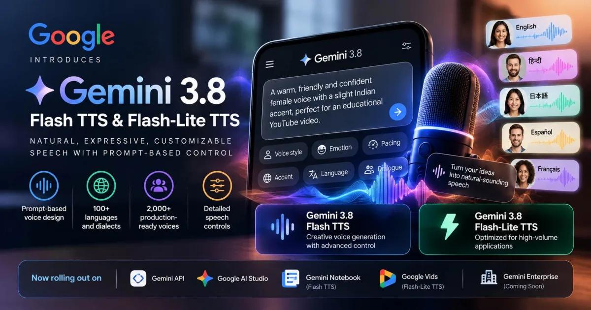 Google Launches Gemini 3.8 Flash TTS Models With AI Voice Design