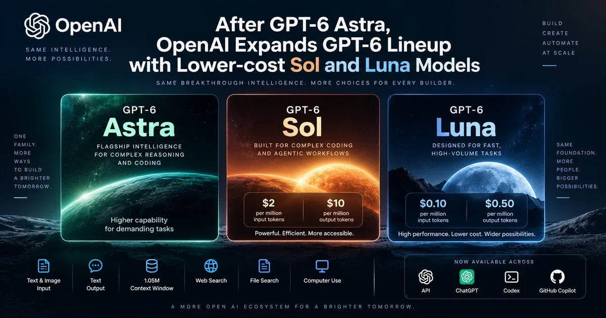 OpenAI Expands GPT-6 Lineup with Lower-Cost Sol and Luna Models